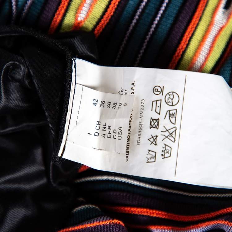 Pre Owned M Missoni Criss-Cross Short Sleeve Pleated Multicolor Dress M