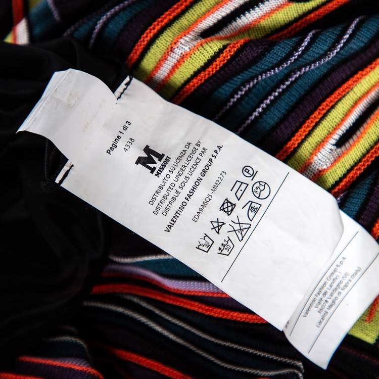 Pre Owned M Missoni Criss-Cross Short Sleeve Pleated Multicolor Dress M