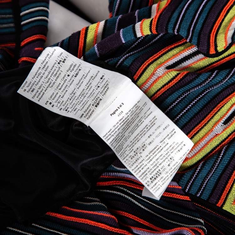 Pre Owned M Missoni Criss-Cross Short Sleeve Pleated Multicolor Dress M