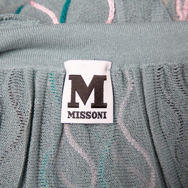 مملوكة مسبقًا M Missoni Grey Patterned Knit Plunge Neck Midi Dress L