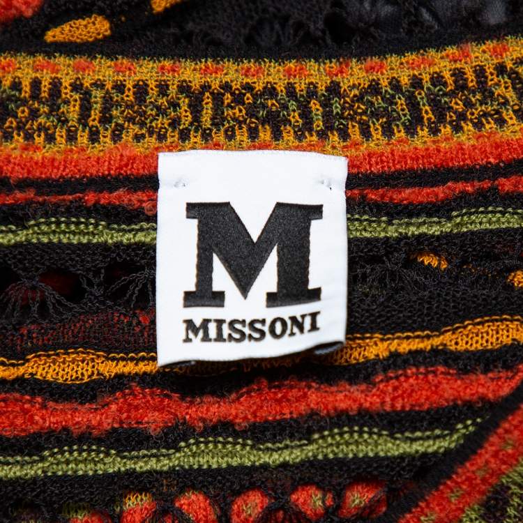 Pre Owned M Missoni Multicolor Patterned Knit Long Sleeve Midi Dress M