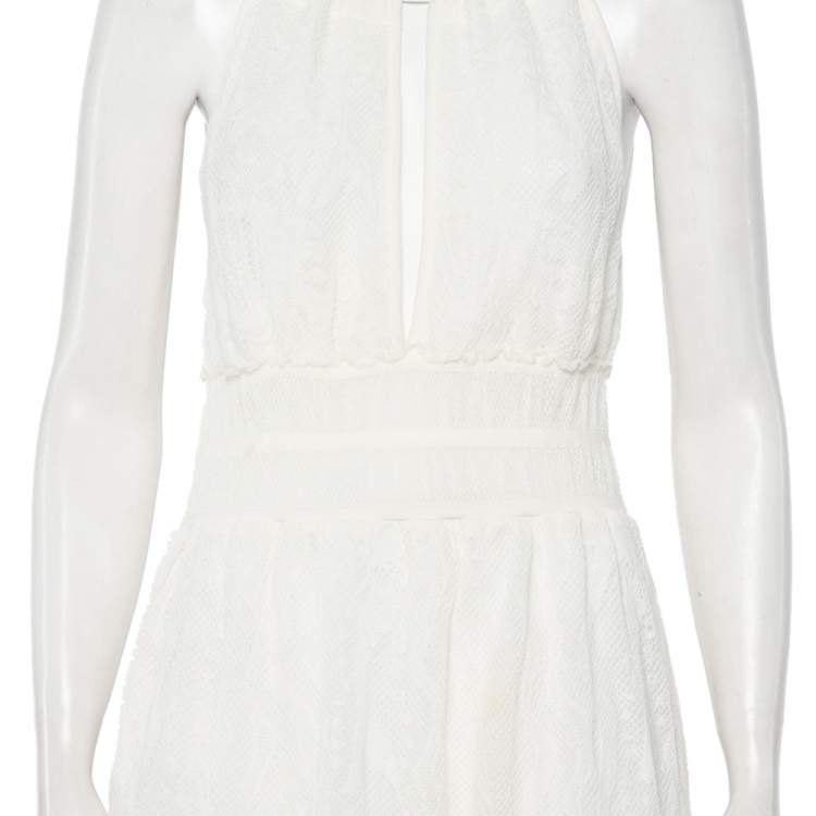 مملوكة مسبقًا M Missoni White Lace Knit Halter Neck Sleeveless Grecian Maxi Dress M