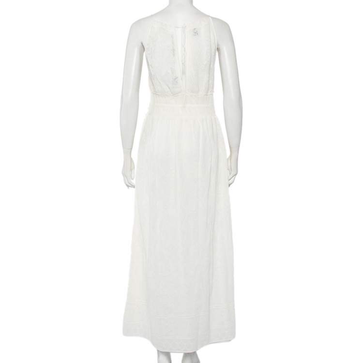 مملوكة مسبقًا M Missoni White Lace Knit Halter Neck Sleeveless Grecian Maxi Dress M