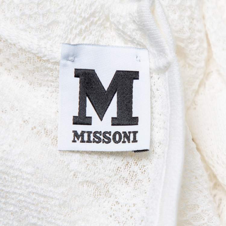 مملوكة مسبقًا M Missoni White Lace Knit Halter Neck Sleeveless Grecian Maxi Dress M