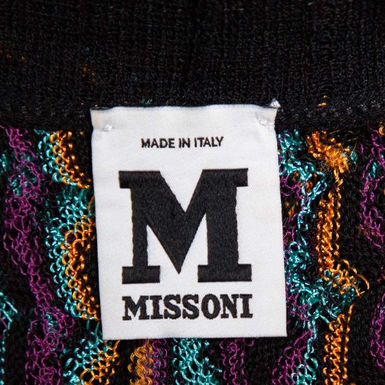 Pre Owned M Missoni Multicolor Patterned Knit Belted Mini Faux Wrap Dress S
