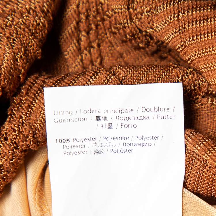 Pre Owned M Missoni Brown Patterned Knit Lace Up Detail Midi Dress M