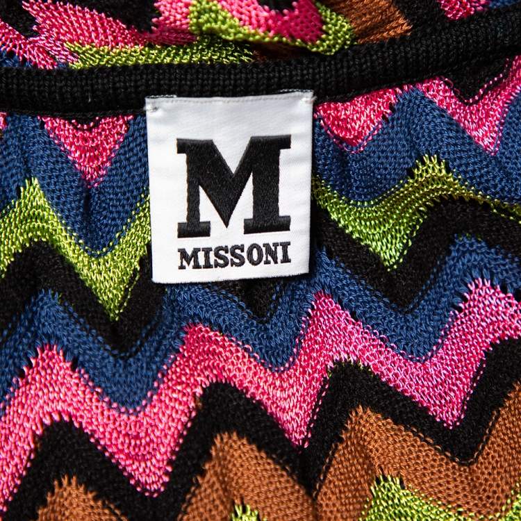 Pre Owned M Missoni Multicolor Zig Zag Patterned Knit Midi Dress M