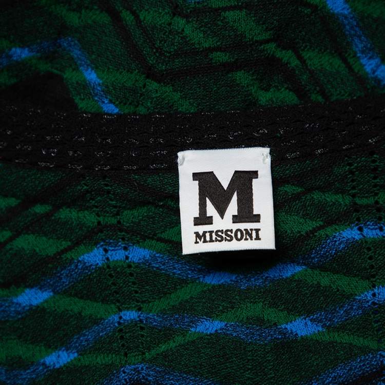 Pre Owned M Missoni Multicolor Patterned Knit Scoop Neck Sheath Dress M