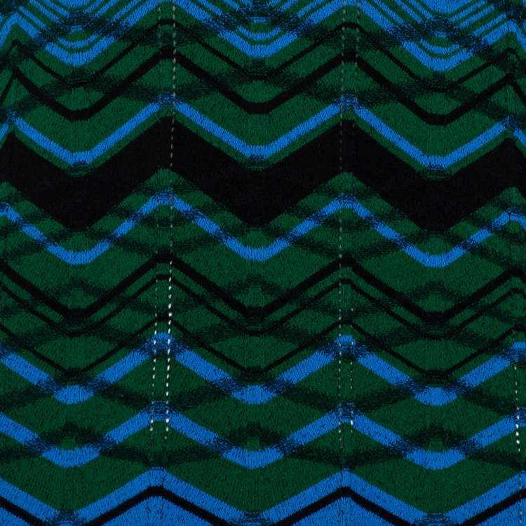 Pre Owned M Missoni Multicolor Patterned Knit Scoop Neck Sheath Dress M