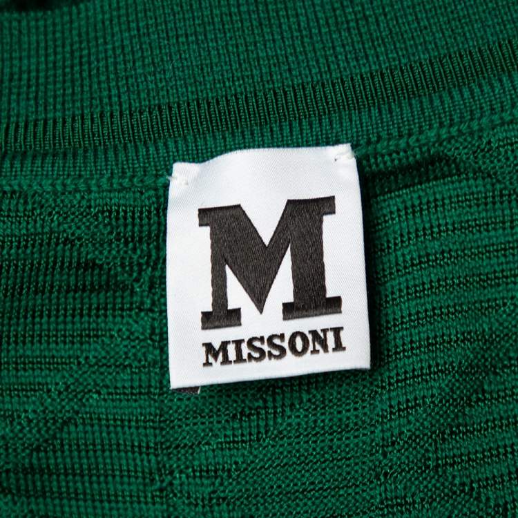 Pre Owned M Missoni Green Patterned Knit Midi Dress M