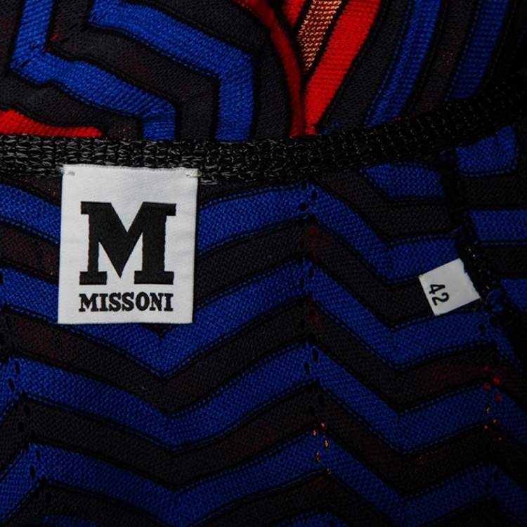 مملوكة مسبقًا M Missoni Multicolor Pointelle Knit Waist Tie Detail Cardigan M