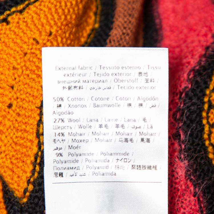 Pre Owned M Missoni Multicolor Patterned Knit Belted Long Cardigan M