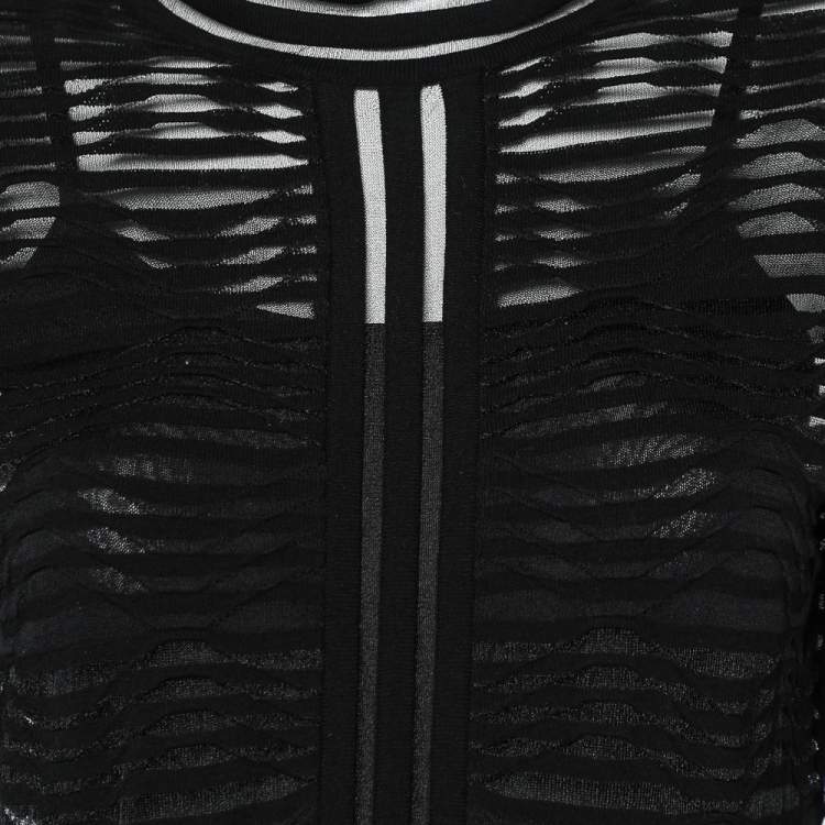 مملوكة مسبقًا M Missoni Black Wave Patterned Knit High Neck Maxi Dress M