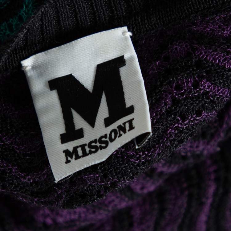 Pre Owned M Missoni Multicolor Wave Patterned Knit Button Front Cardigan L