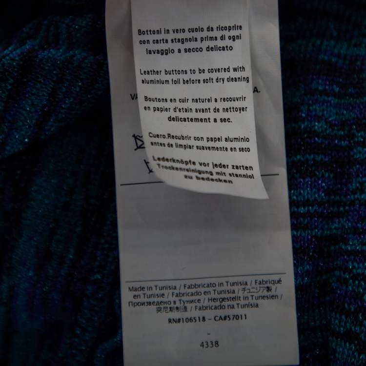 Pre Owned M Missoni Blue Lurex Knit Cap Sleeve Jumpsuit S