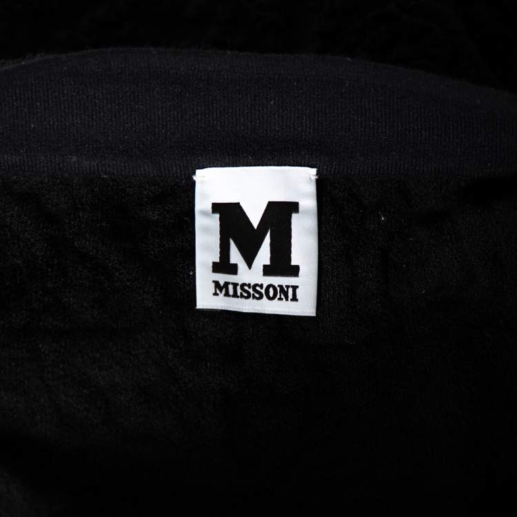 Pre Owned M Missoni Black Textured Knit Pencil Skirt S