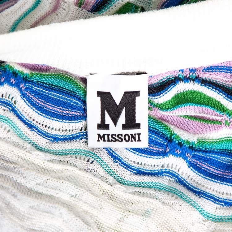 Pre Owned M Missoni Multicolored Perforated Knit Short Sleeve Top M 
