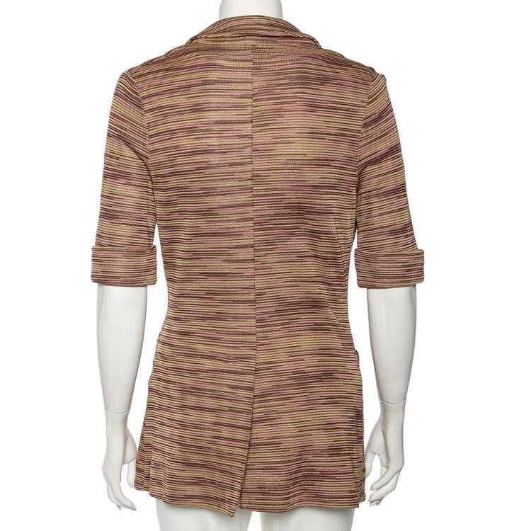 Pre Owned M Missoni Multicolored Cotton Knit Single Buttoned Blazer M
