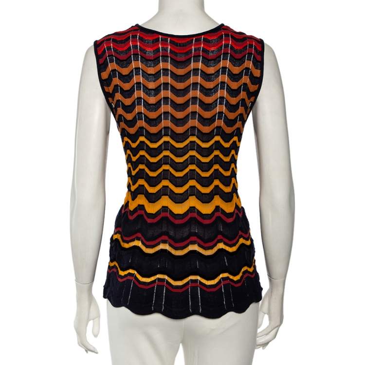 Pre Owned M Missoni Multicolored Knit Sleeveless Top M 