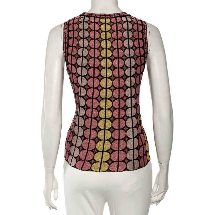 Pre Owned M Missoni Pink Lurex Knit Circle Pattern Top M 