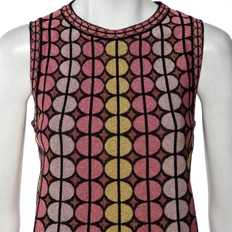 Pre Owned M Missoni Pink Lurex Knit Circle Pattern Top M 