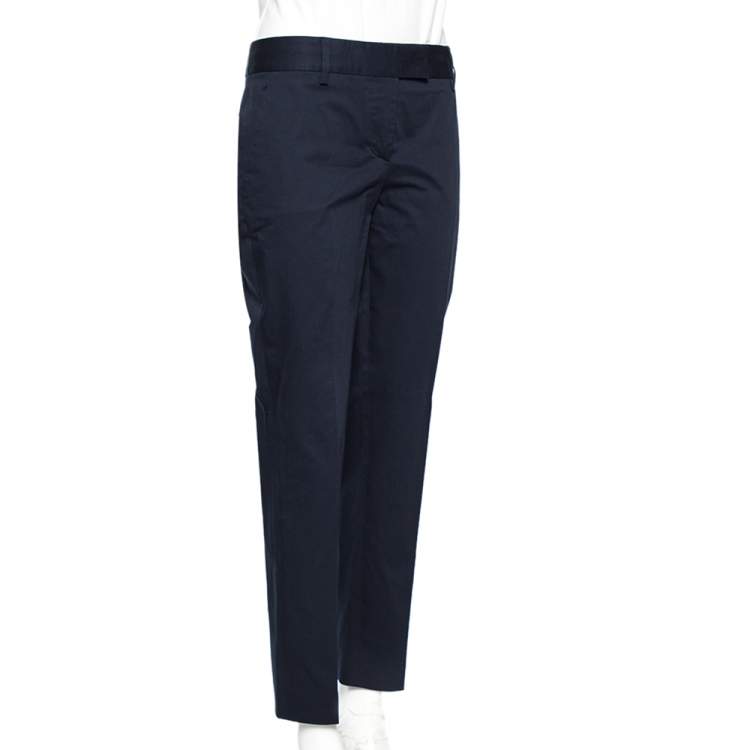 Pre Owned M Missoni Navy Blue Cotton Formal Trousers L 