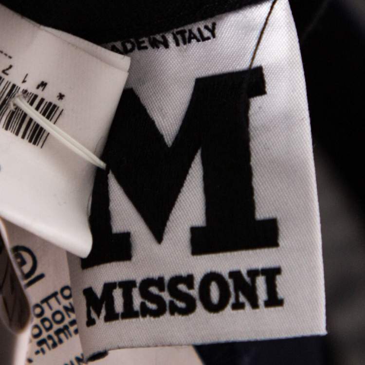 Pre Owned M Missoni Navy Blue Cotton Formal Trousers L 