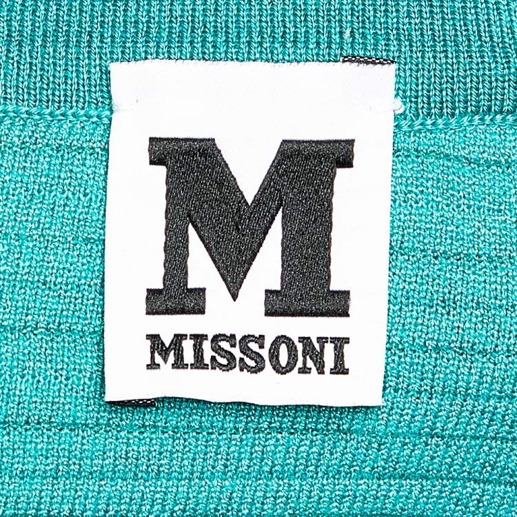 مملوكة مسبقًا M Missoni Green Stripe Pattern Knit Mini Dress S
