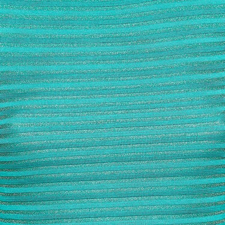 مملوكة مسبقًا M Missoni Green Stripe Pattern Knit Mini Dress S