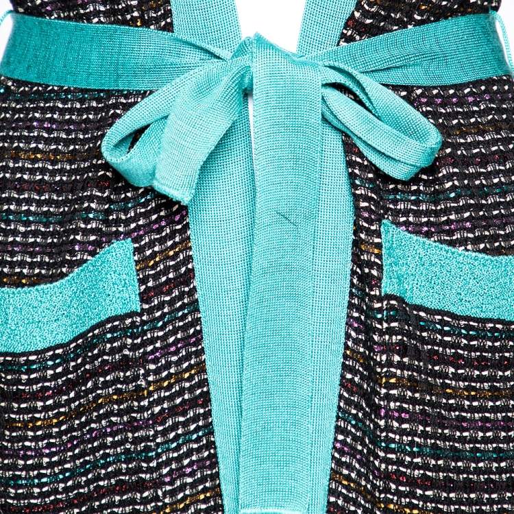 Pre Owned M Missoni Black Textured Knit Belted Cardigan M