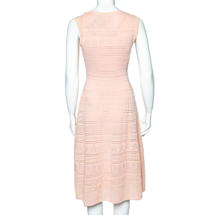 Pre Owned M Missoni Pink Patterned Knit Sleeveless Midi Dress M