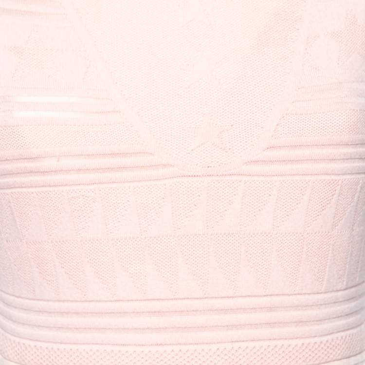 Pre Owned M Missoni Pink Patterned Knit Sleeveless Midi Dress M