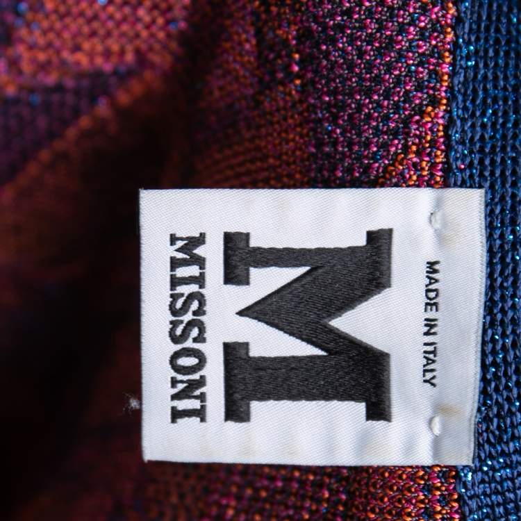Pre Owned M Missoni Multicolor Patterned Knit Button Front Coat L