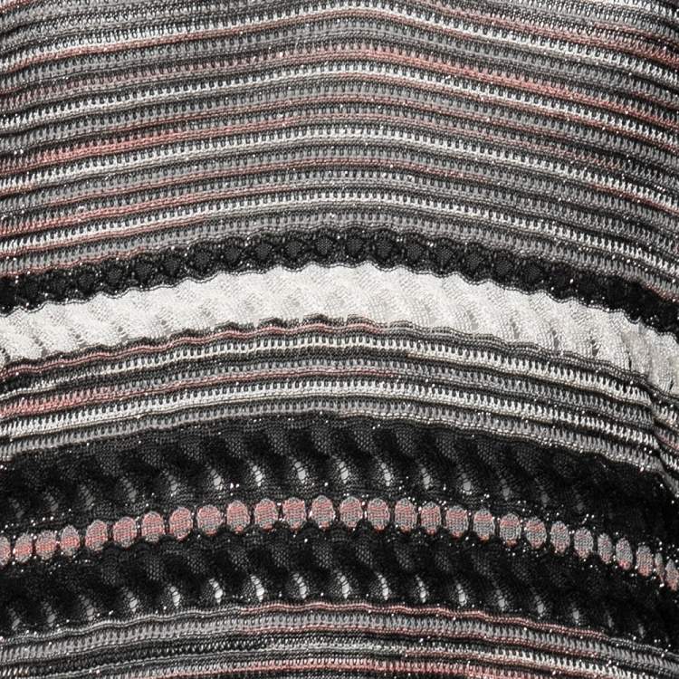 Pre Owned M Missoni Monochrome Lurex Knit Midi Dress XL