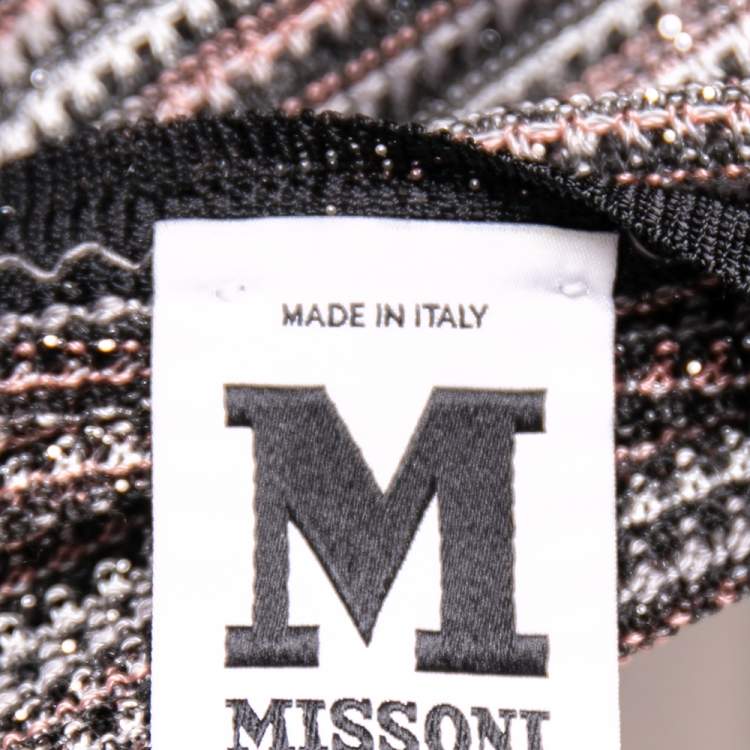 Pre Owned M Missoni Monochrome Lurex Knit Midi Dress XL