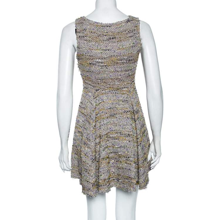 Pre Owned M Missoni Multicolored Lurex Knit Sleeveless Pleated Short Dress S