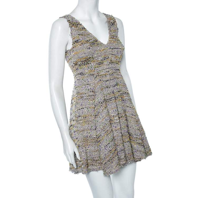 Pre Owned M Missoni Multicolored Lurex Knit Sleeveless Pleated Short Dress S