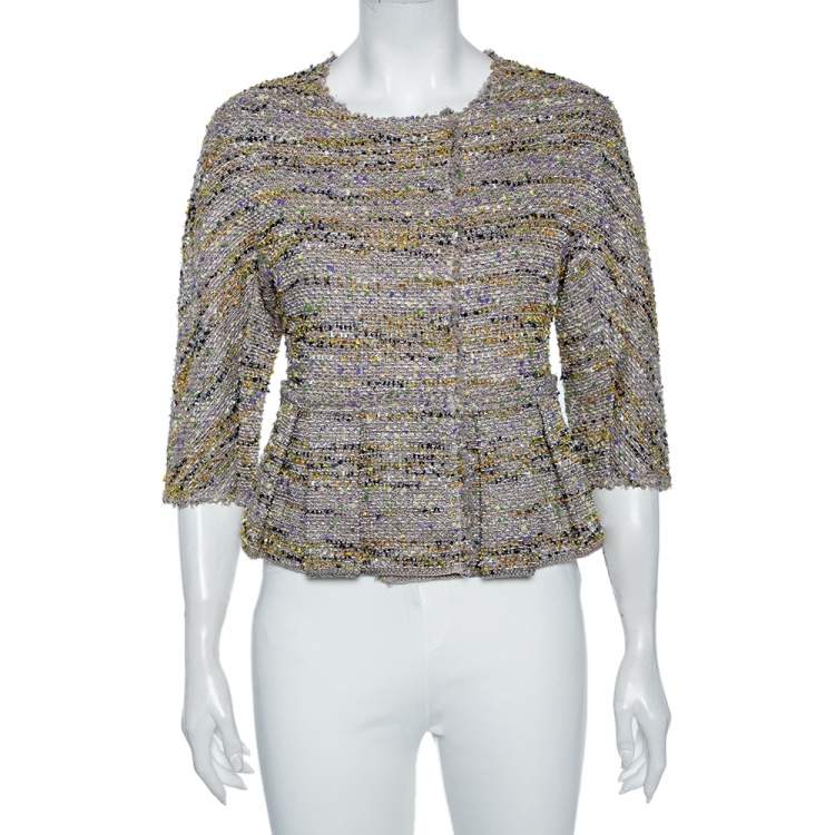 Pre Owned M Missoni Multicolored Lurex Knit Pleated Hem Detailed Jacket S