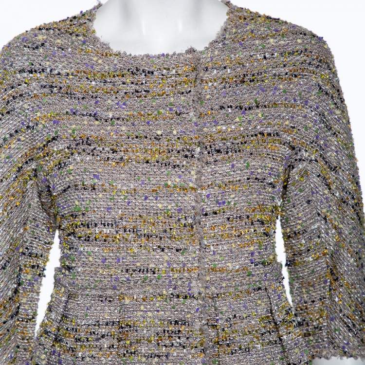 Pre Owned M Missoni Multicolored Lurex Knit Pleated Hem Detailed Jacket S