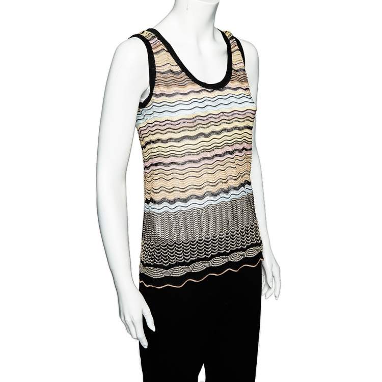 Pre Owned M Missoni Multicolor Wave Pattern Knit Tank Top M
