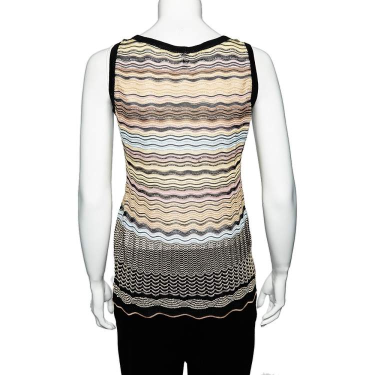 Pre Owned M Missoni Multicolor Wave Pattern Knit Tank Top M