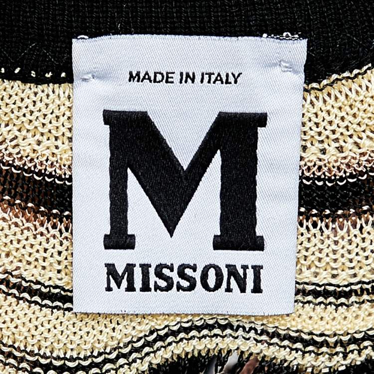 Pre Owned M Missoni Multicolor Wave Pattern Knit Wrap Cardigan M