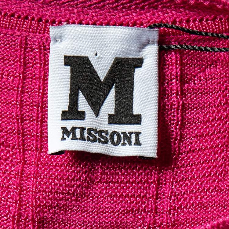 Pre Owned M Missoni Pink Knitted Cotton Sleeveless Round Neck Dress L
