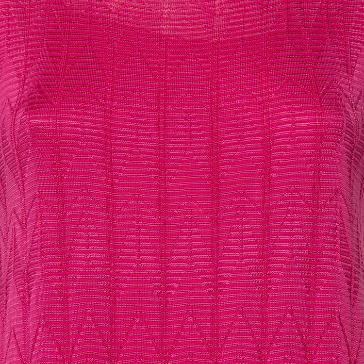 Pre Owned M Missoni Pink Knitted Cotton Sleeveless Round Neck Dress L
