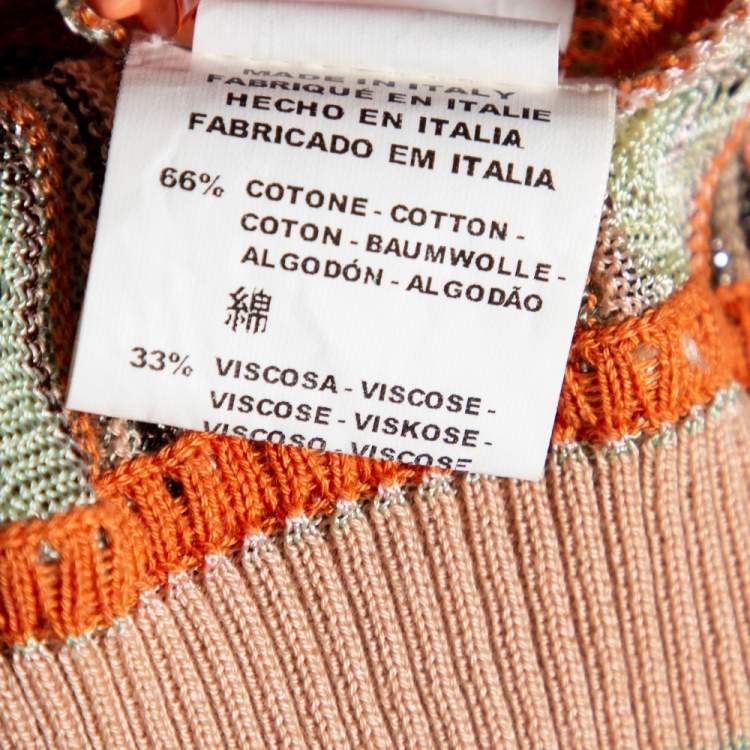 Pre Owned M Missoni Multicolored Crochet Knit Lurex Detail Ruffle Trimmed Button Front Top M