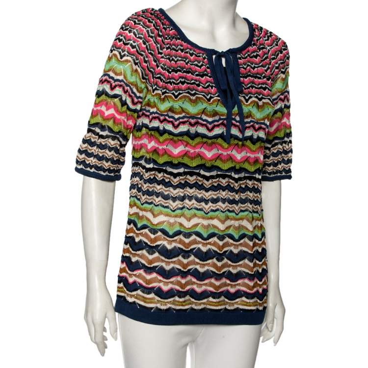 Pre Owned M Missoni Multicolor Perforated Knit Top M