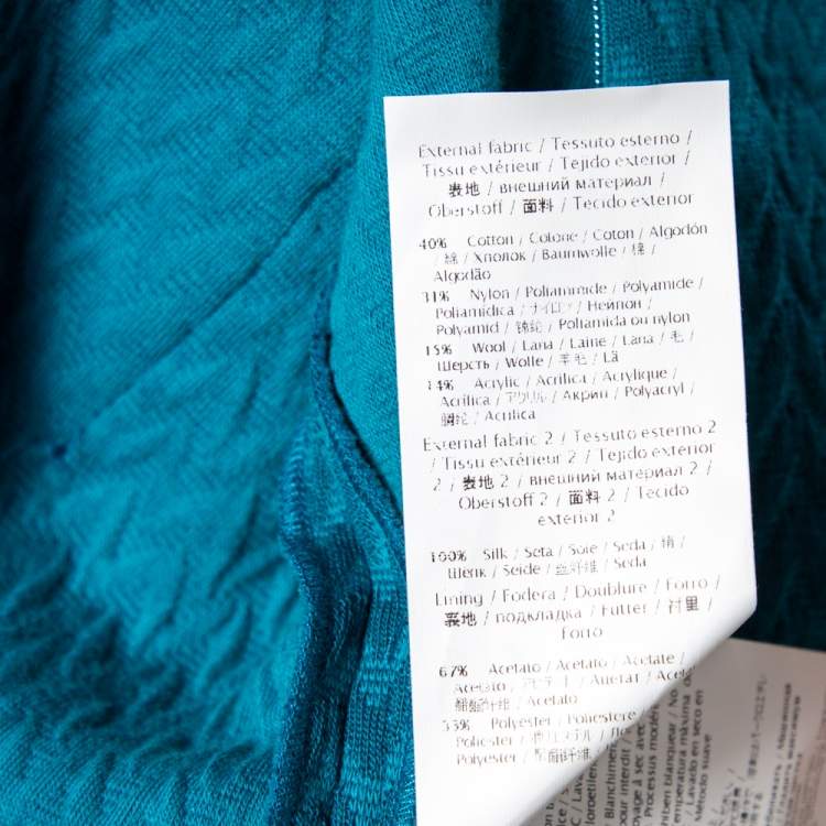 Pre Owned M Missoni Blue Textured Knit Pocket Detailed Short A-Line Dress S