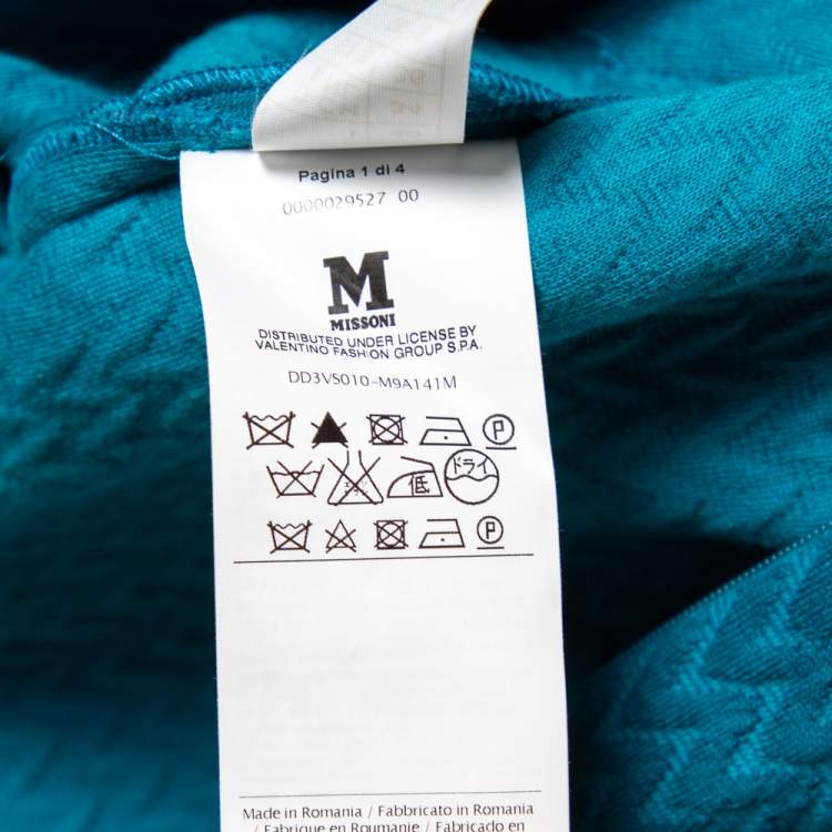 Pre Owned M Missoni Blue Textured Knit Pocket Detailed Short A-Line Dress S