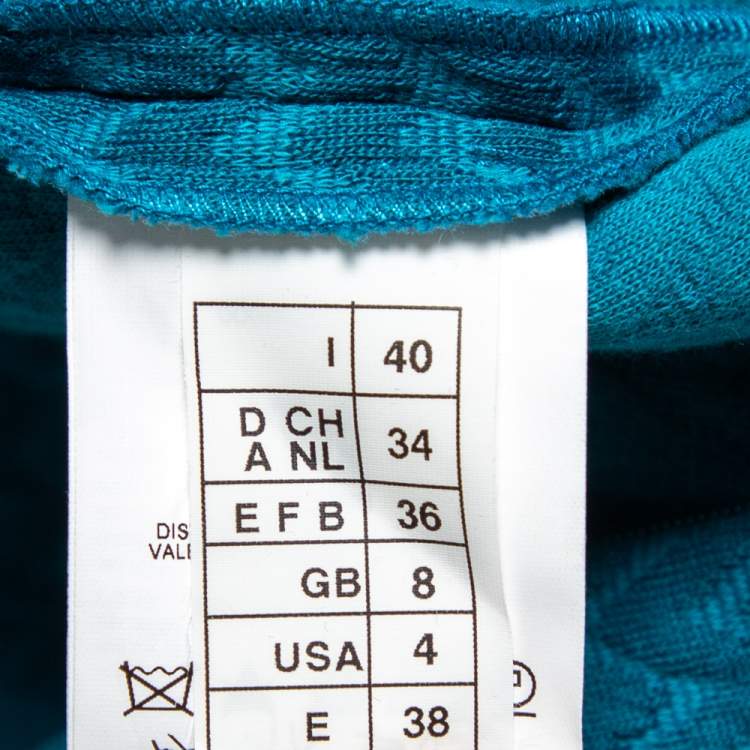 Pre Owned M Missoni Blue Textured Knit Pocket Detailed Short A-Line Dress S