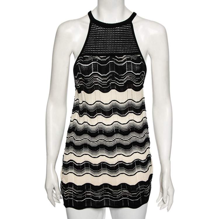 Pre Owned M Missoni Monochrome Knit Sleeveless Top S